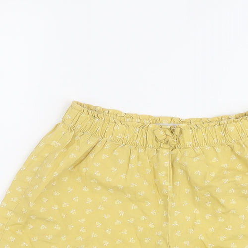 H&M Girls Yellow Floral Cotton Sweat Shorts Size 8-9 Years Regular Drawstring