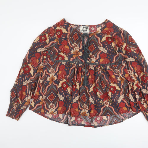 Jaase Womens Multicoloured Floral Viscose Basic Blouse Size XS Round Neck