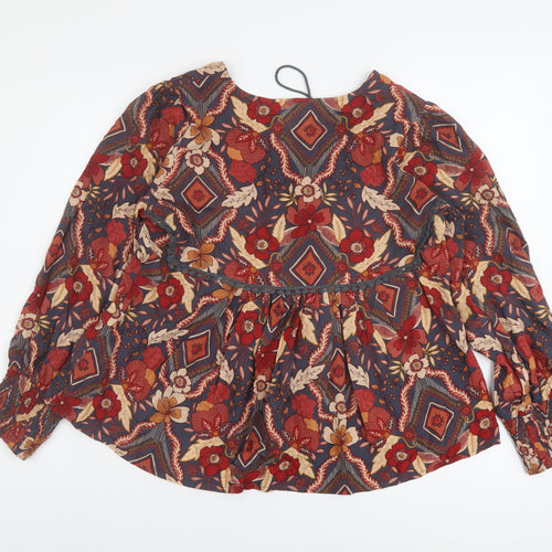 Jaase Womens Multicoloured Floral Viscose Basic Blouse Size XS Round Neck