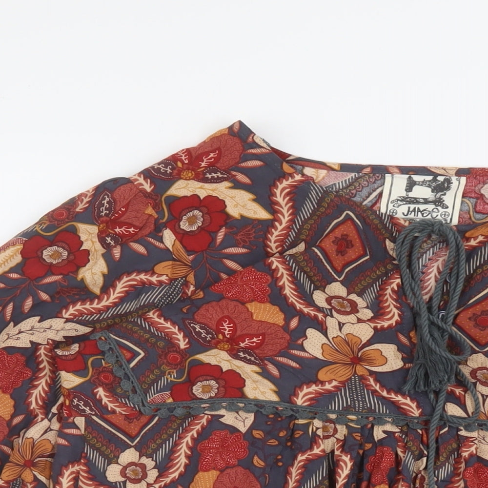 Jaase Womens Multicoloured Floral Viscose Basic Blouse Size XS Round Neck