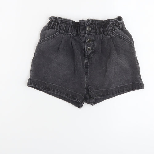 TU Girls Grey Cotton Paperbag Shorts Size 9 Years Regular Zip