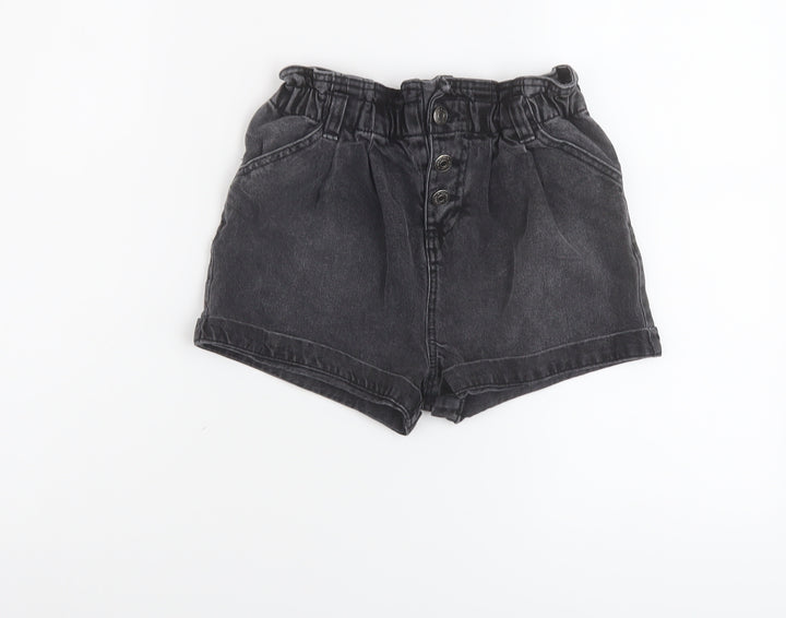 TU Girls Grey Cotton Paperbag Shorts Size 9 Years Regular Zip