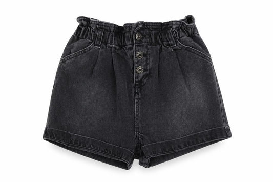 TU Girls Grey Cotton Paperbag Shorts Size 9 Years Regular Zip