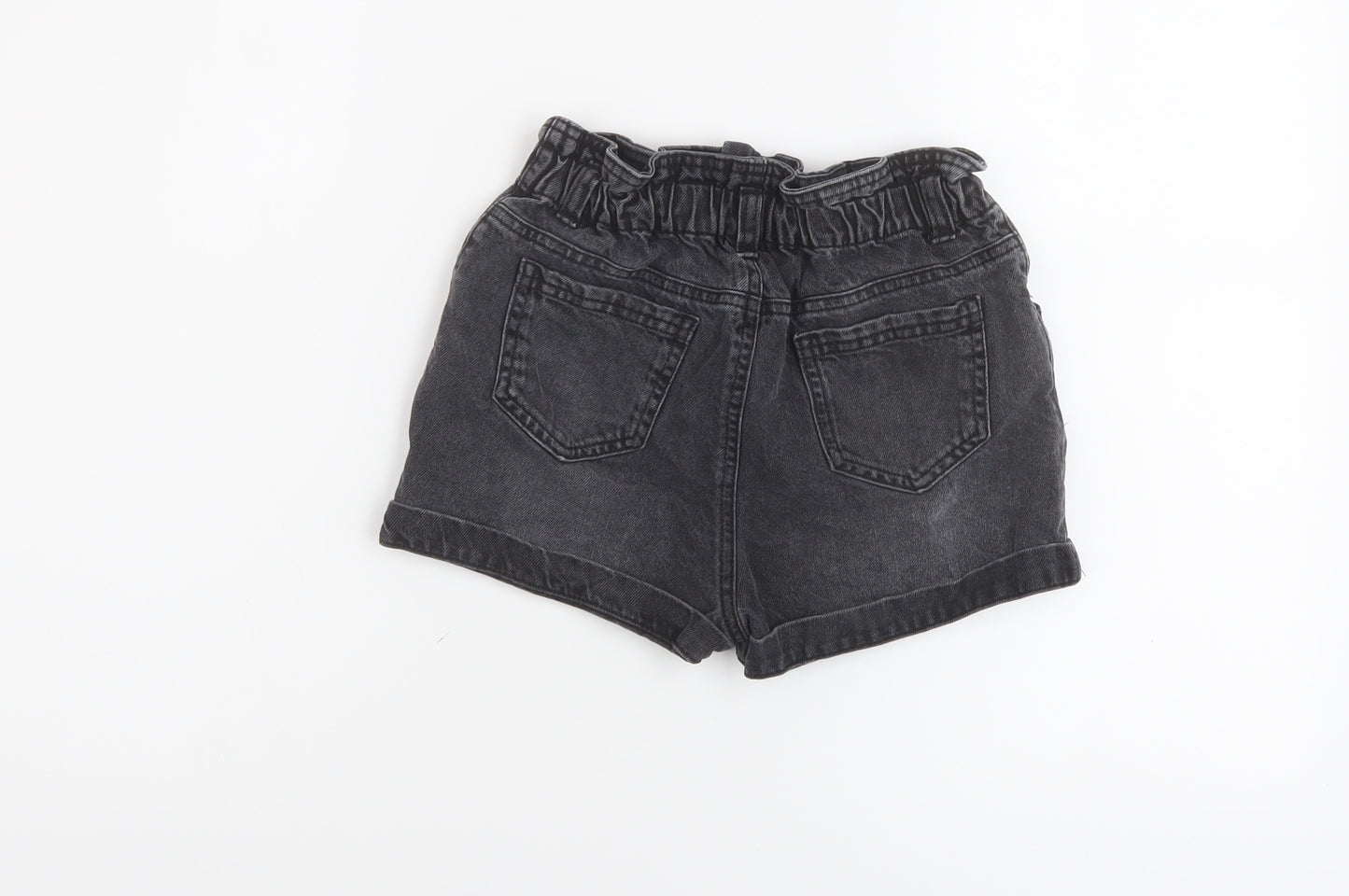 TU Girls Grey Cotton Paperbag Shorts Size 9 Years Regular Zip