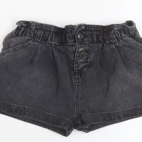 TU Girls Grey Cotton Paperbag Shorts Size 9 Years Regular Zip