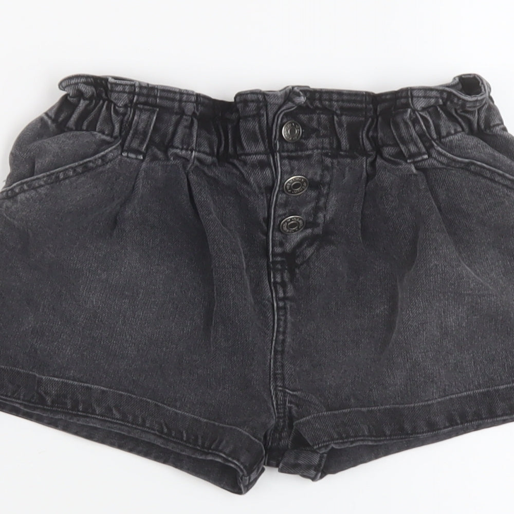 TU Girls Grey Cotton Paperbag Shorts Size 9 Years Regular Zip