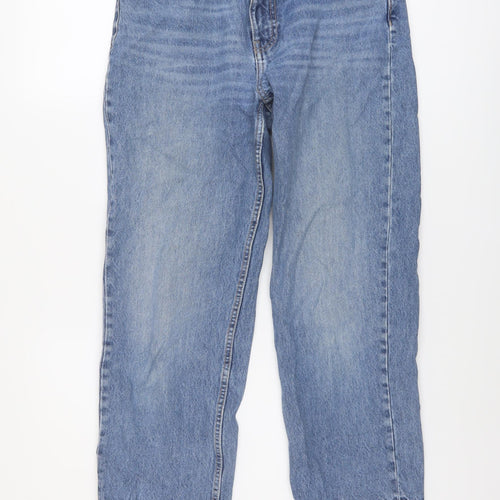 Zara Womens Blue Cotton Straight Jeans Size 8 L25 in Regular Button