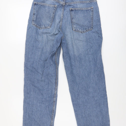 Zara Womens Blue Cotton Straight Jeans Size 8 L25 in Regular Button