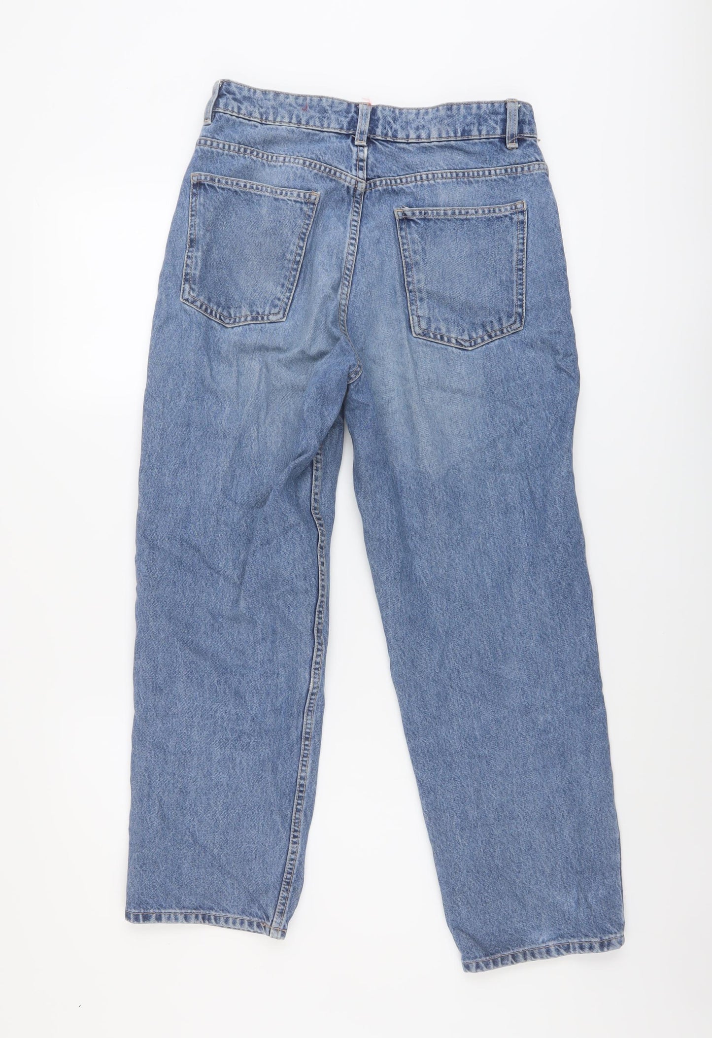 Zara Womens Blue Cotton Straight Jeans Size 8 L25 in Regular Button