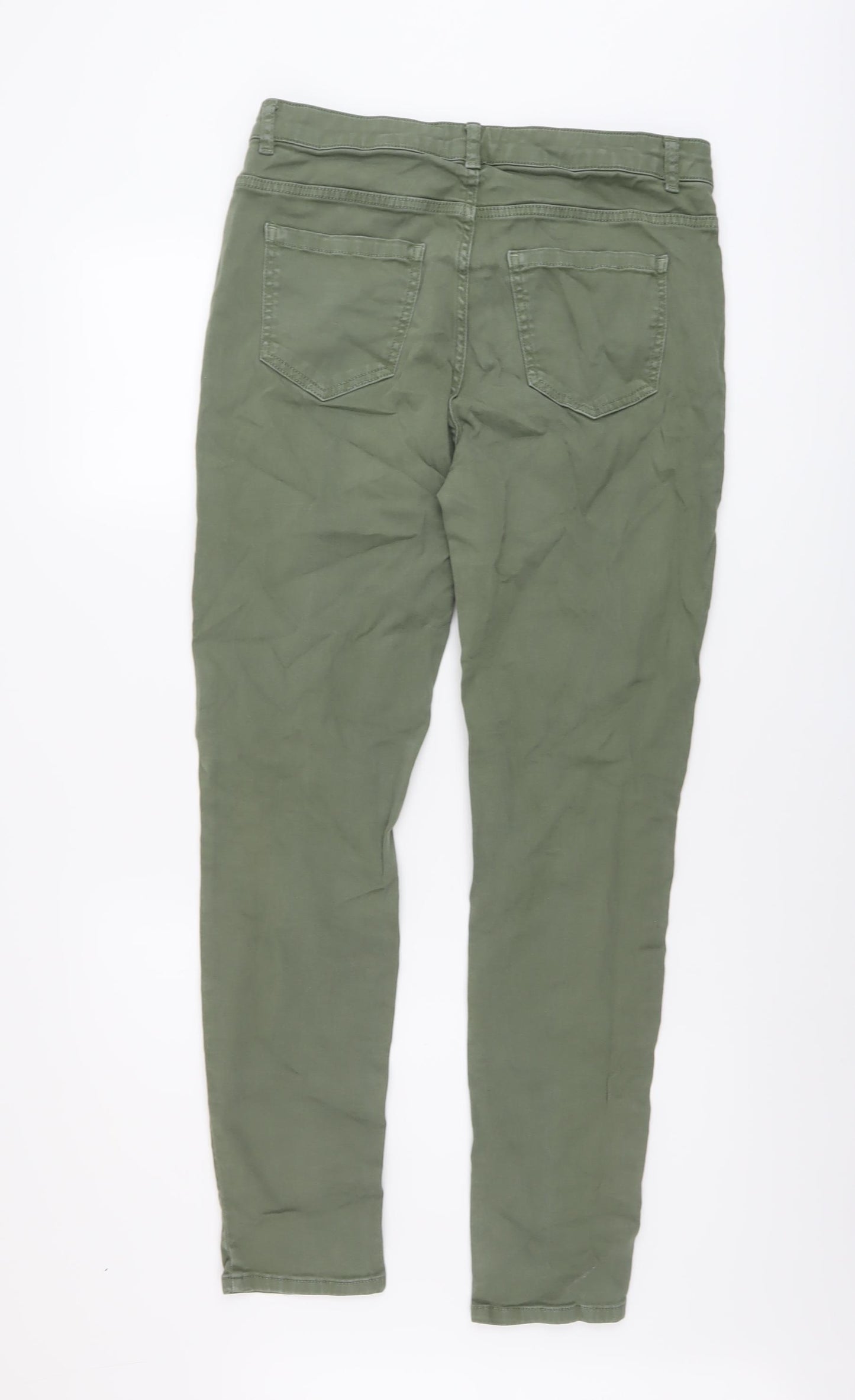 Red Herring Womens Green Cotton Skinny Jeans Size 14 L29 in Regular Button