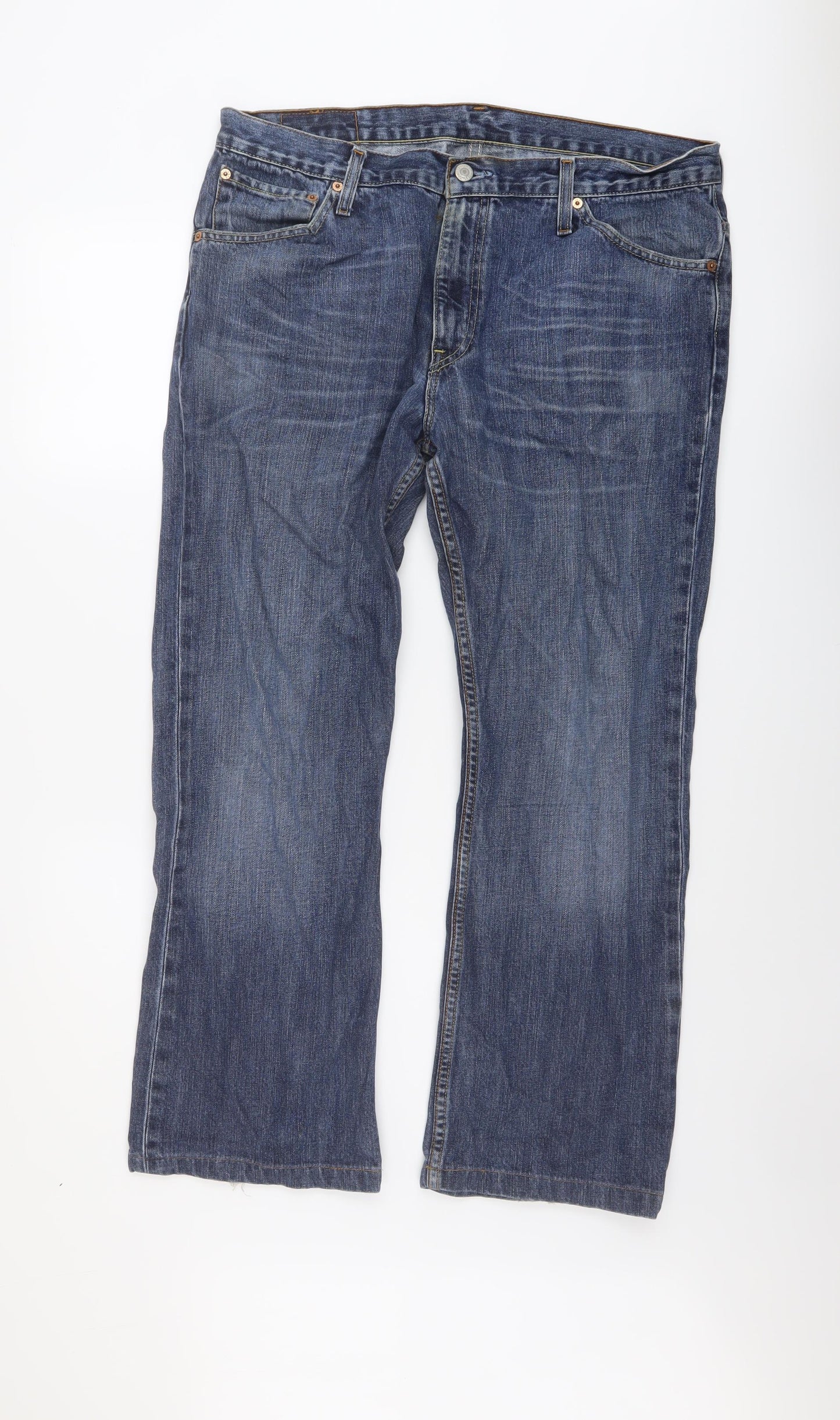 Levi's Mens Blue Cotton Straight Jeans Size 36 in L34 in Regular Button