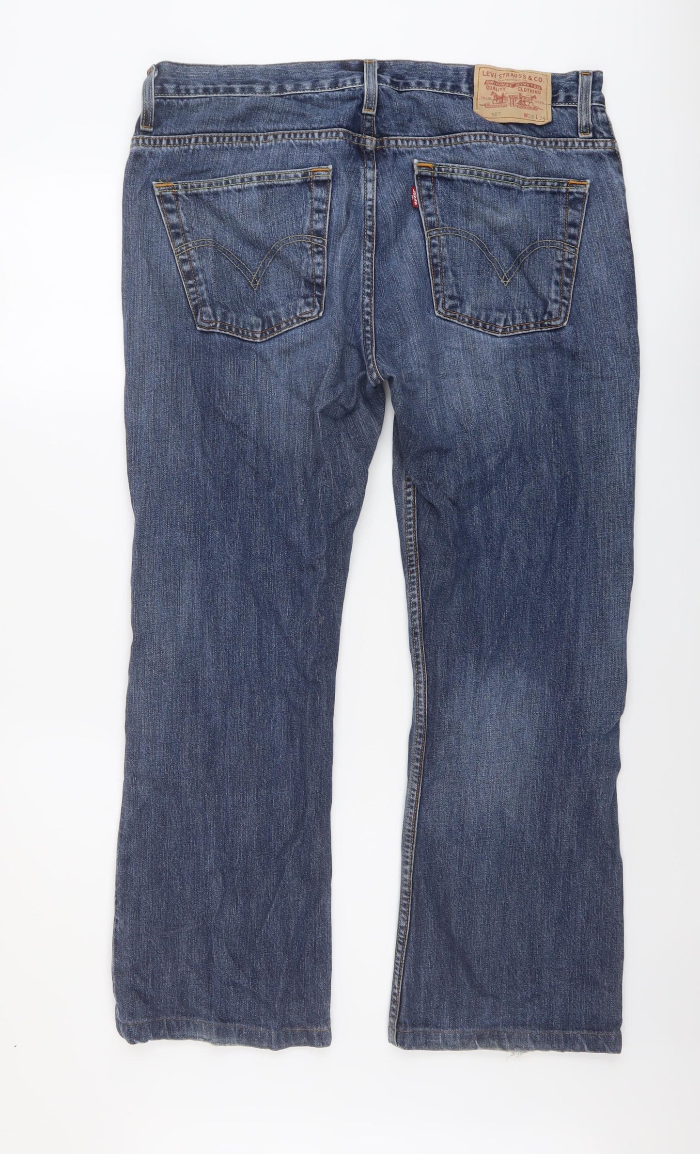 Levi's Mens Blue Cotton Straight Jeans Size 36 in L34 in Regular Button