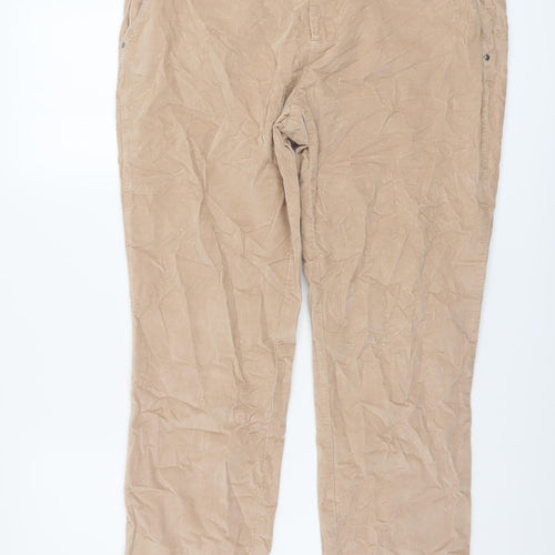 United Colors of Benetton Womens Beige Cotton Trousers Size 16 L27 in Regular Button