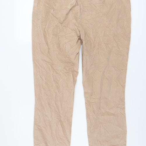 United Colors of Benetton Womens Beige Cotton Trousers Size 16 L27 in Regular Button
