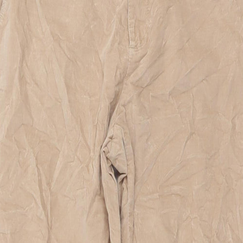 United Colors of Benetton Womens Beige Cotton Trousers Size 16 L27 in Regular Button