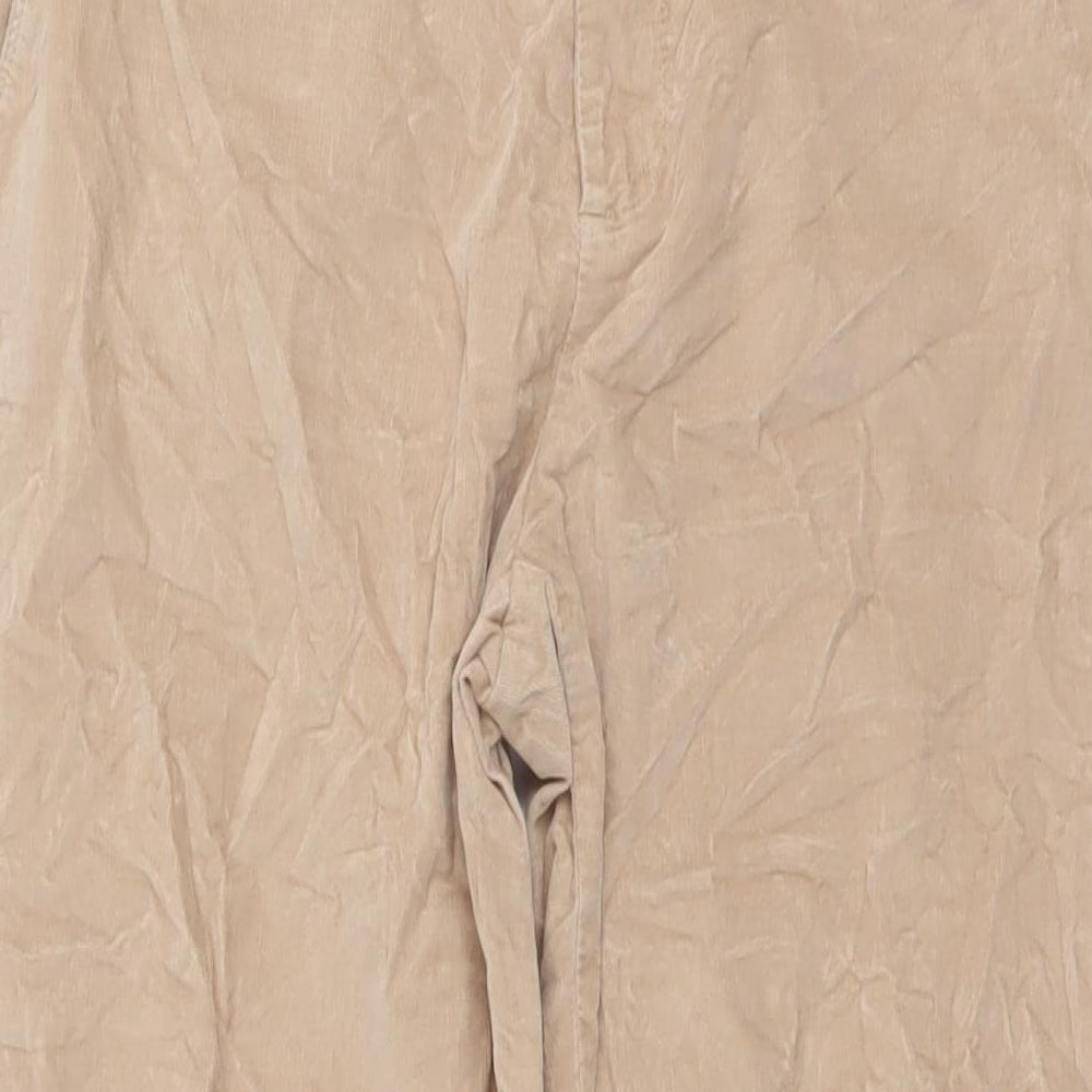 United Colors of Benetton Womens Beige Cotton Trousers Size 16 L27 in Regular Button