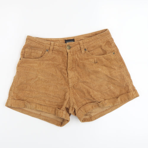 Ghanda Womens Brown Cotton Hot Pants Shorts Size 8 L3 in Regular Button