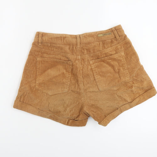 Ghanda Womens Brown Cotton Hot Pants Shorts Size 8 L3 in Regular Button