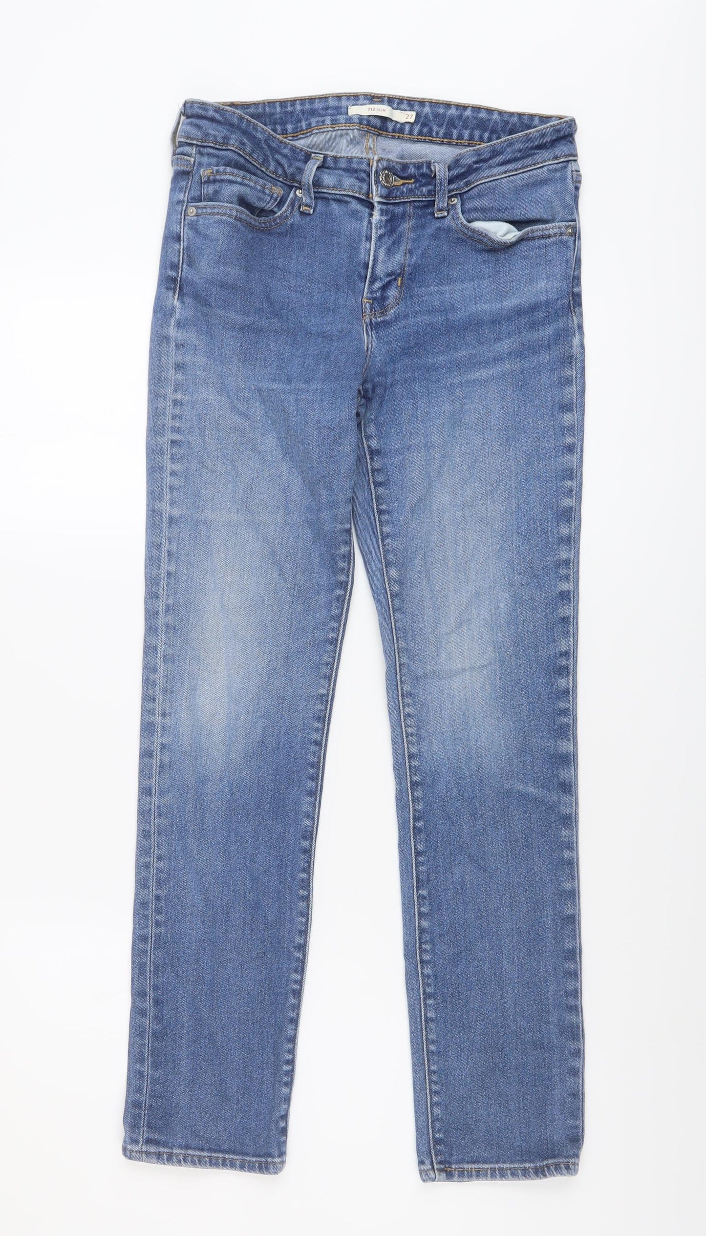 Levi's Womens Blue Cotton Straight Jeans Size 27 in L28 in Regular Button