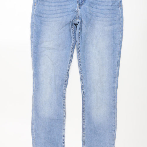 H&M Womens Blue Cotton Skinny Jeans Size 12 L29 in Regular Button