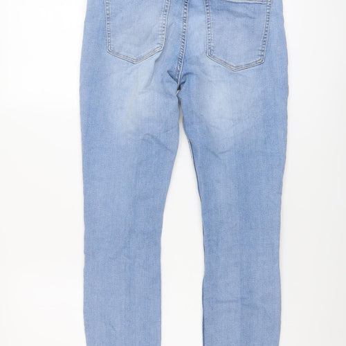 H&M Womens Blue Cotton Skinny Jeans Size 12 L29 in Regular Button
