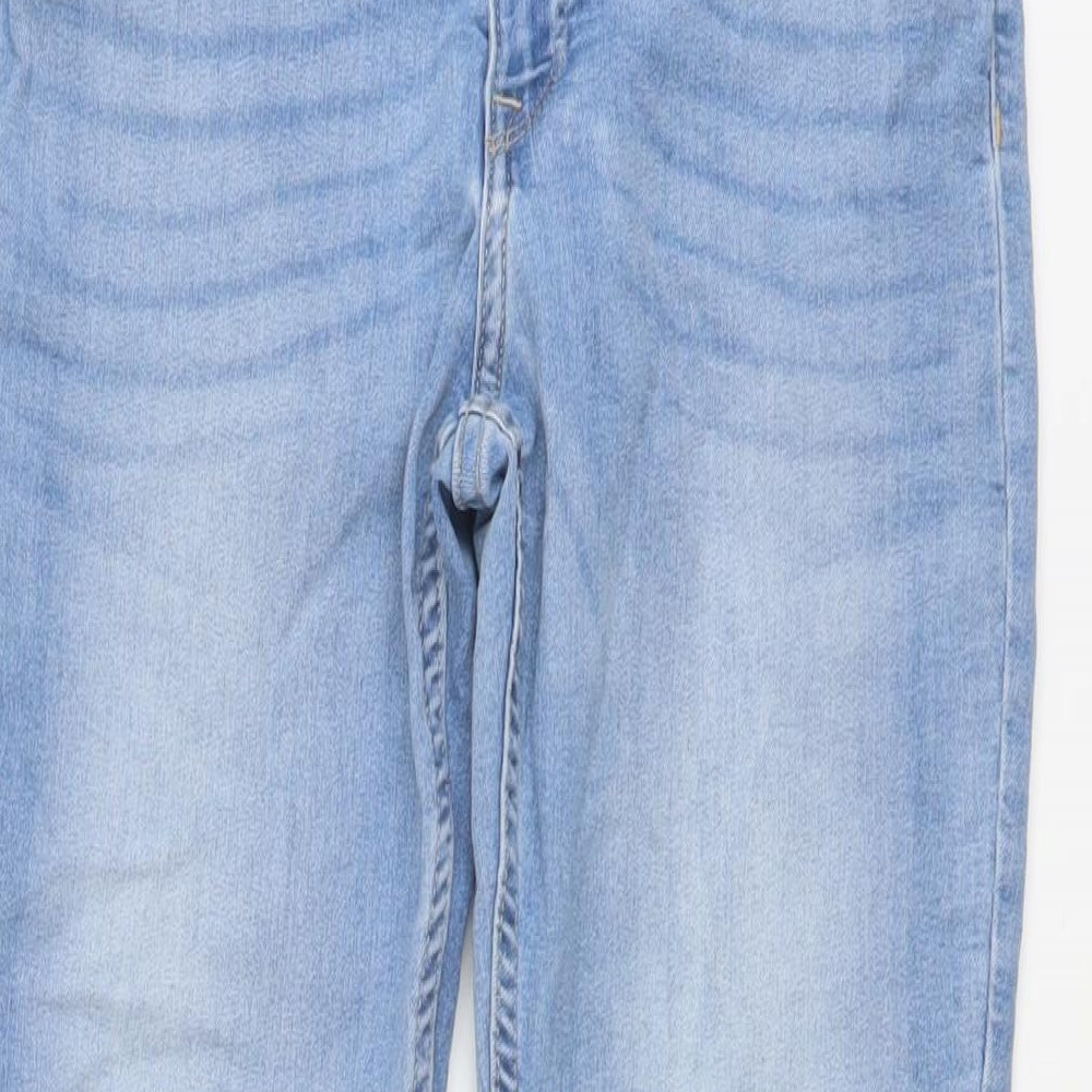 H&M Womens Blue Cotton Skinny Jeans Size 12 L29 in Regular Button