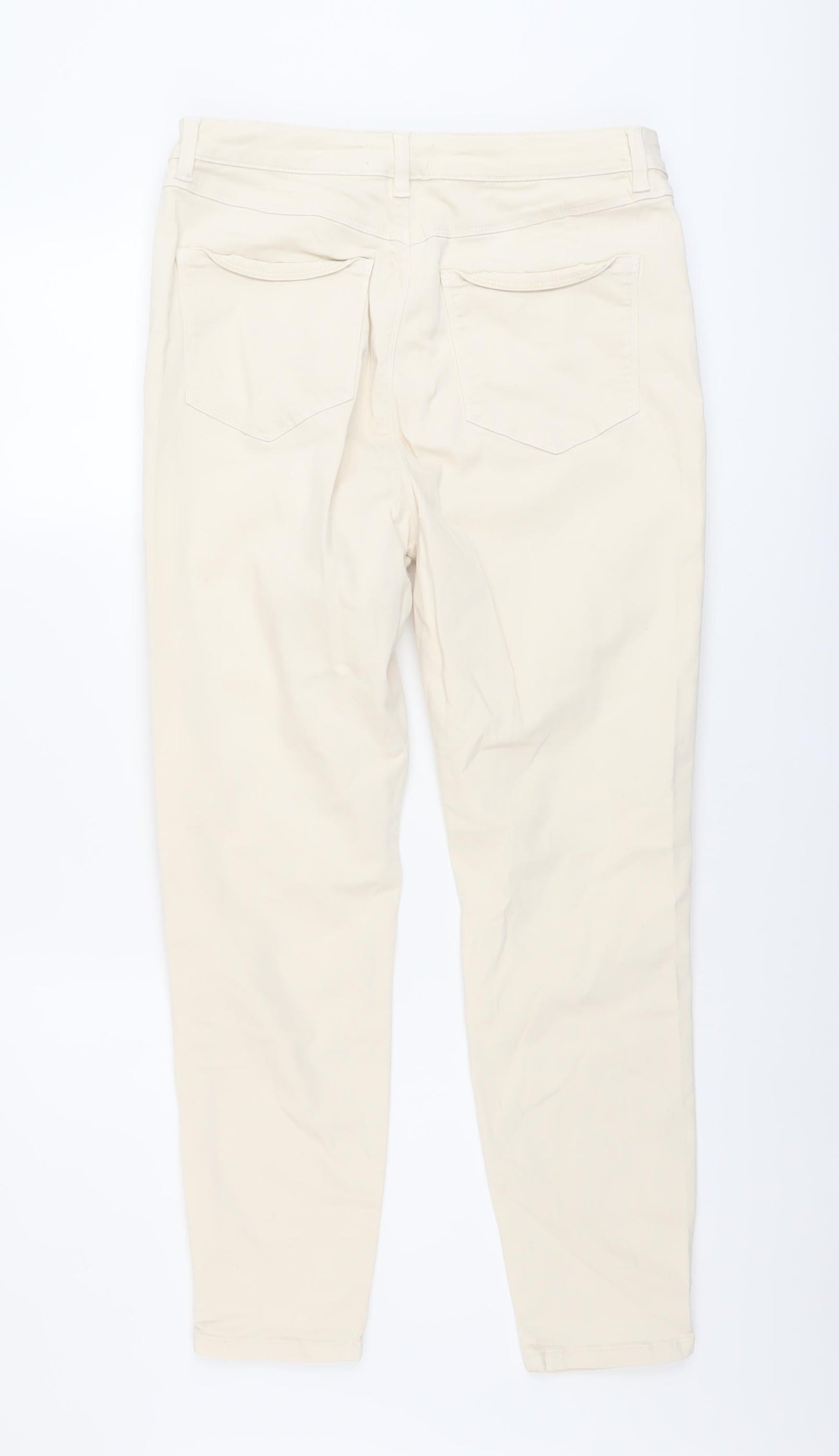 Mint Velvet Womens Beige Cotton Skinny Jeans Size 14 L26 in Regular Button