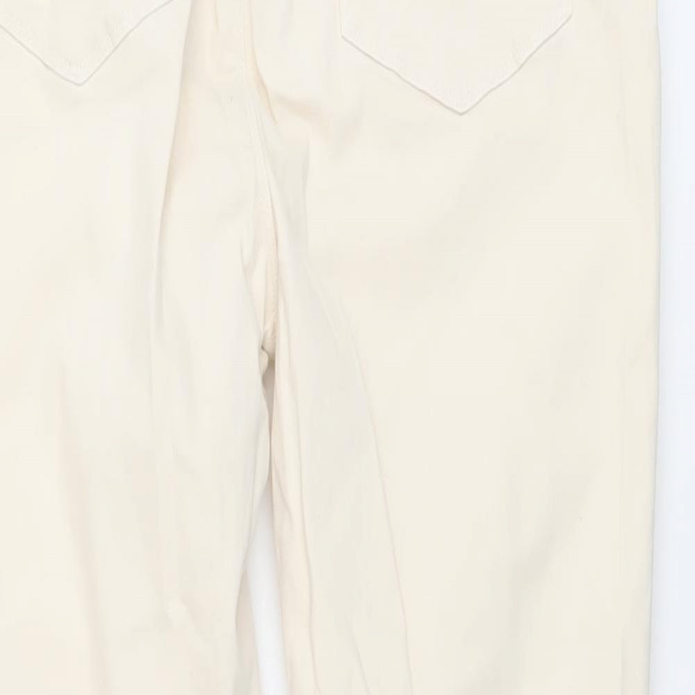 Mint Velvet Womens Beige Cotton Skinny Jeans Size 14 L26 in Regular Button