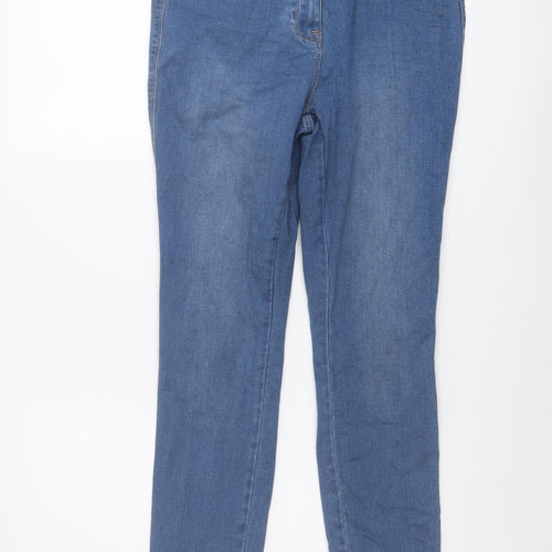 NEXT Womens Blue Cotton Skinny Jeans Size 14 L28 in Regular Button