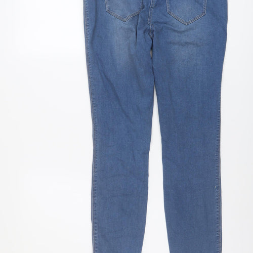 NEXT Womens Blue Cotton Skinny Jeans Size 14 L28 in Regular Button