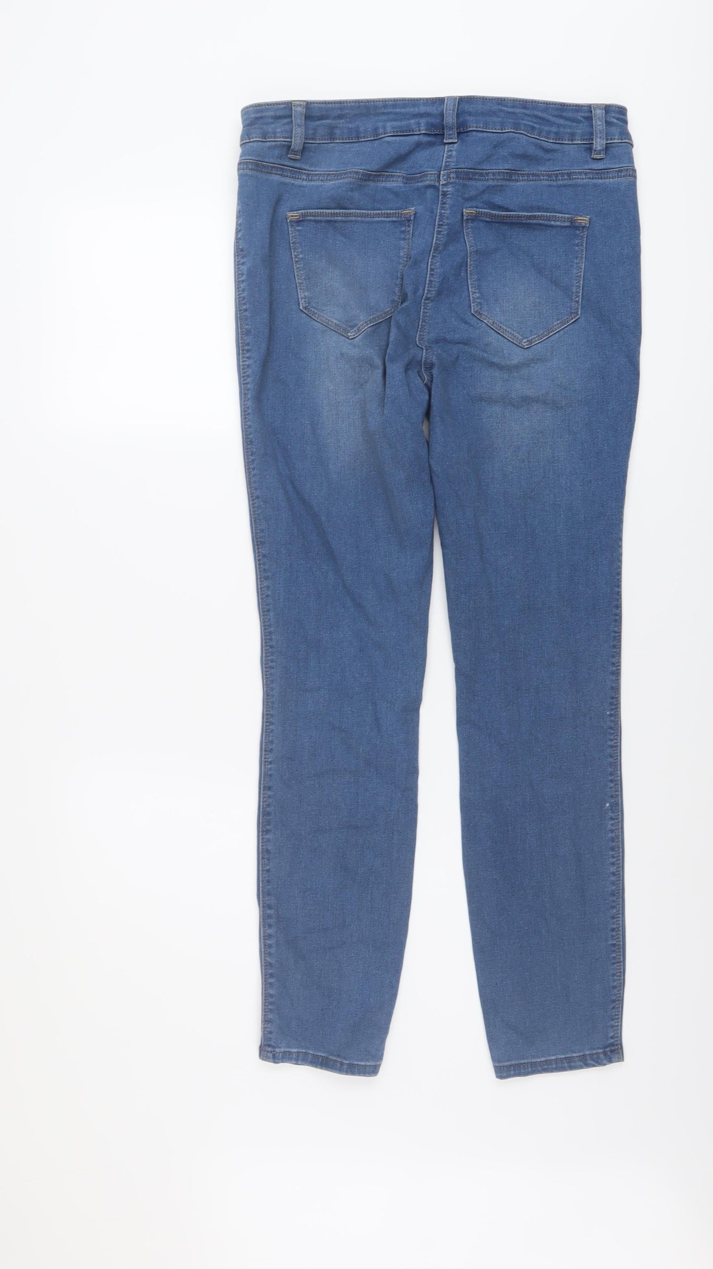 NEXT Womens Blue Cotton Skinny Jeans Size 14 L28 in Regular Button