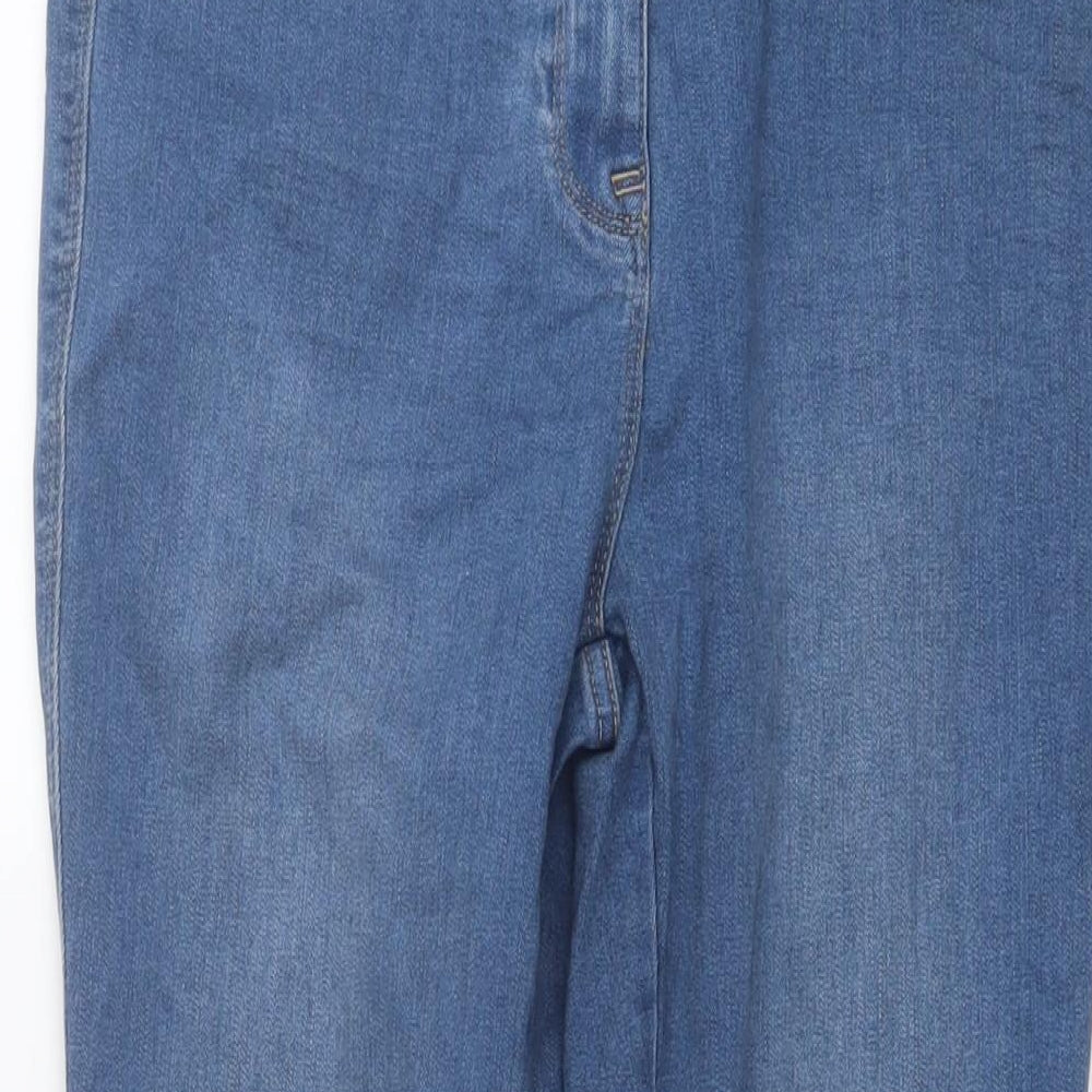 NEXT Womens Blue Cotton Skinny Jeans Size 14 L28 in Regular Button