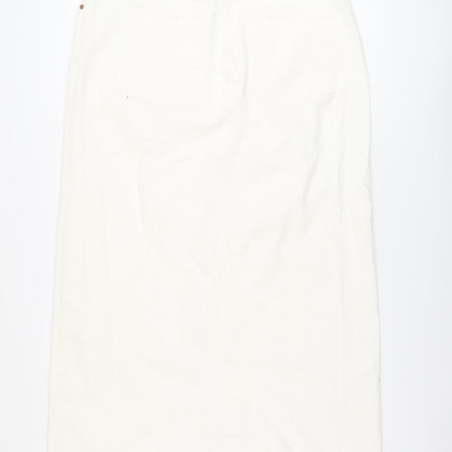 Marks and Spencer Womens Ivory Cotton A-Line Skirt Size 18 Button