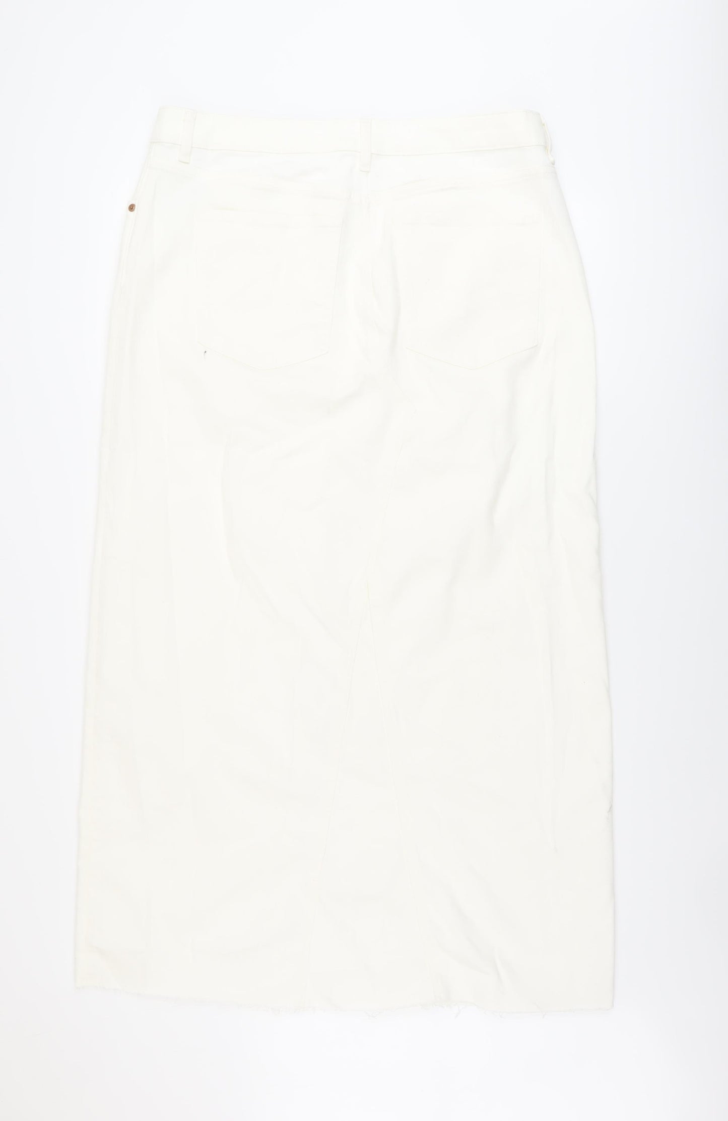 Marks and Spencer Womens Ivory Cotton A-Line Skirt Size 18 Button