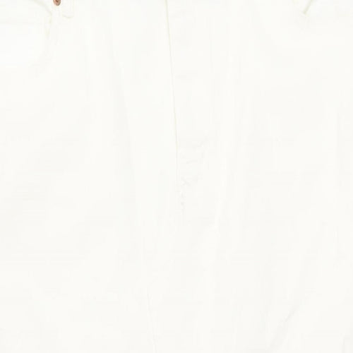 Marks and Spencer Womens Ivory Cotton A-Line Skirt Size 18 Button