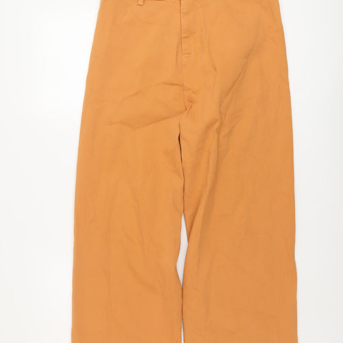 Denim & Co. Womens Brown Cotton Wide-Leg Jeans Size 14 L27 in Regular Button