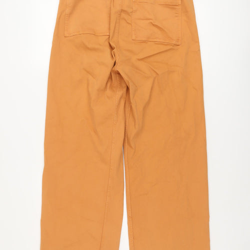 Denim & Co. Womens Brown Cotton Wide-Leg Jeans Size 14 L27 in Regular Button