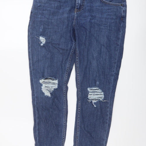 Topshop Womens Blue Cotton Skinny Jeans Size 30 in L30 in Regular Button
