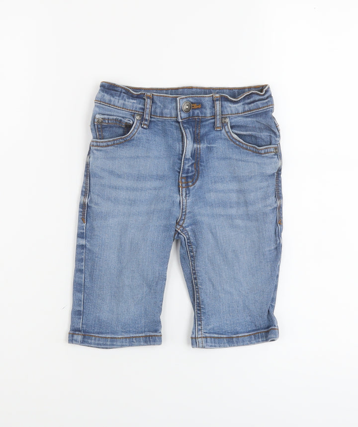 TU Boys Blue Cotton Bermuda Shorts Size 6 Years Regular Zip