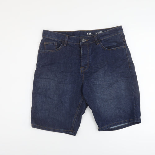 Denim & Co. Mens Blue Cotton Bermuda Shorts Size 34 in L10 in Regular Button