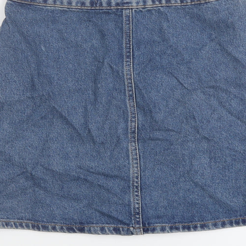 Denim & Co. Womens Blue Cotton A-Line Skirt Size 6 Button