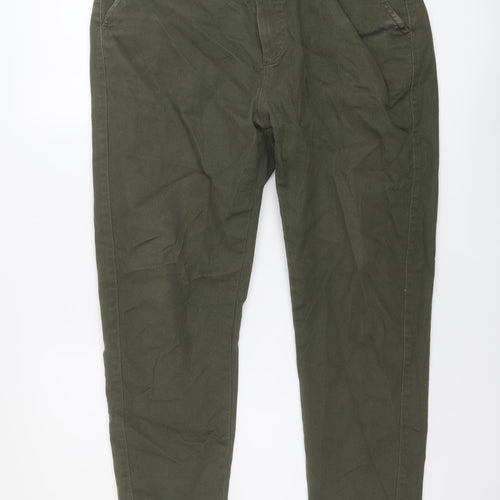 Zara Mens Green Cotton Straight Jeans Size 36 in L27 in Regular Button