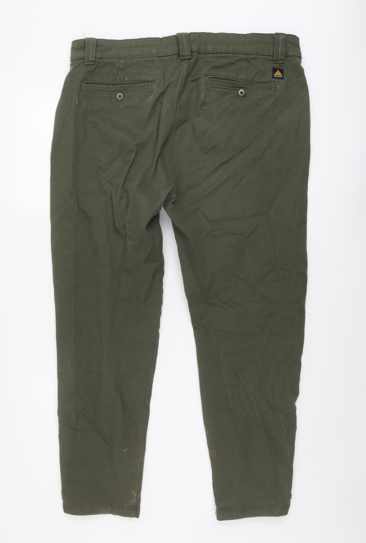 Zara Mens Green Cotton Straight Jeans Size 36 in L27 in Regular Button