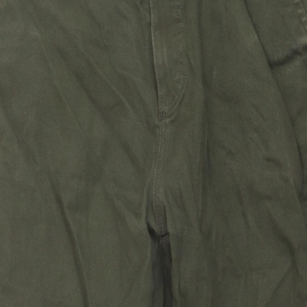 Zara Mens Green Cotton Straight Jeans Size 36 in L27 in Regular Button