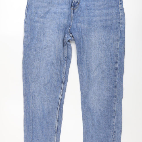 Denim & Co. Womens Blue Cotton Mom Jeans Size 16 L26 in Regular Button
