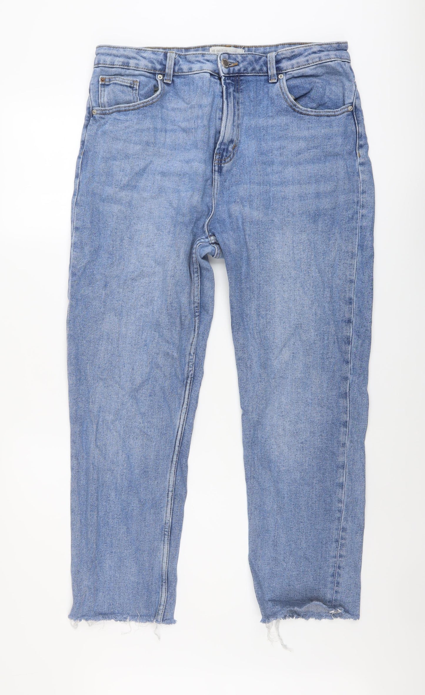 Denim & Co. Womens Blue Cotton Mom Jeans Size 16 L26 in Regular Button