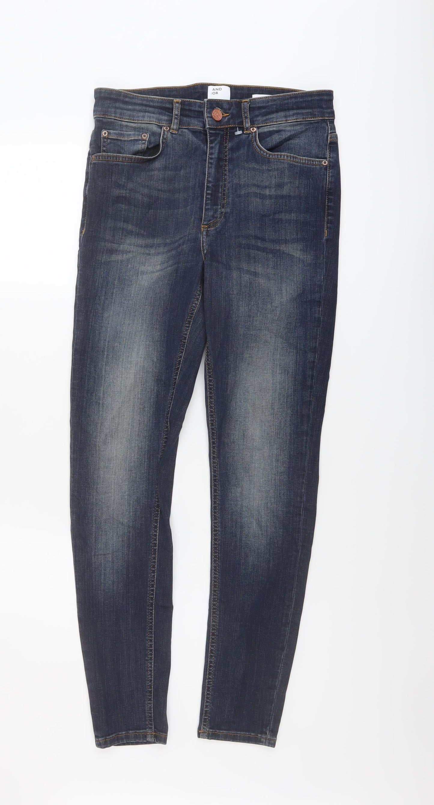 AND/OR Womens Blue Cotton Skinny Jeans Size 28 in L26 in Regular Button
