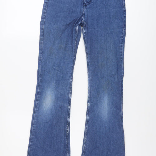H&M Girls Blue Cotton Flared Jeans Size 13 Years Regular Button
