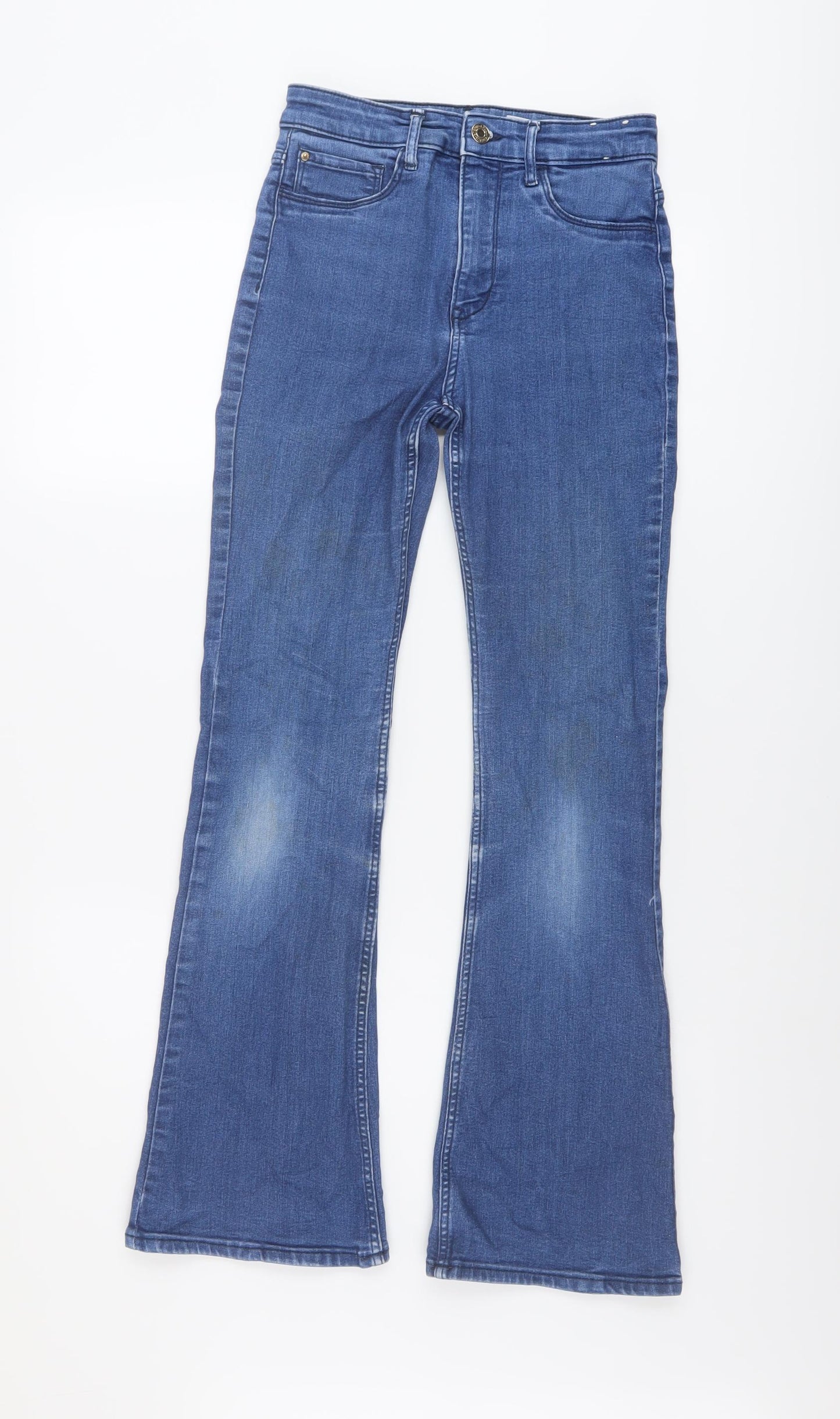 H&M Girls Blue Cotton Flared Jeans Size 13 Years Regular Button