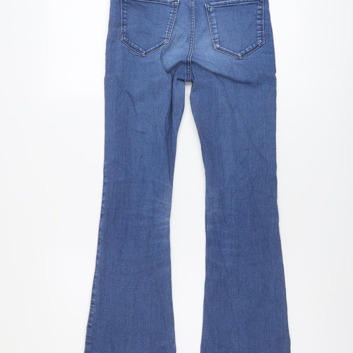 H&M Girls Blue Cotton Flared Jeans Size 13 Years Regular Button